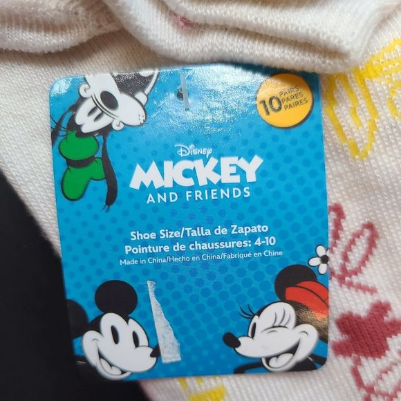 NWT Disney Mickey Mouse and Friends 10 Pairs No Show Socks Shoe Size 4-10 - Picture 9 of 10